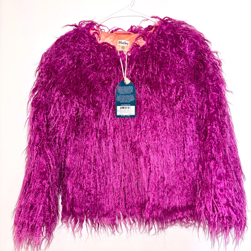 Hatley Faux Fur Pink Top Girls Size 10